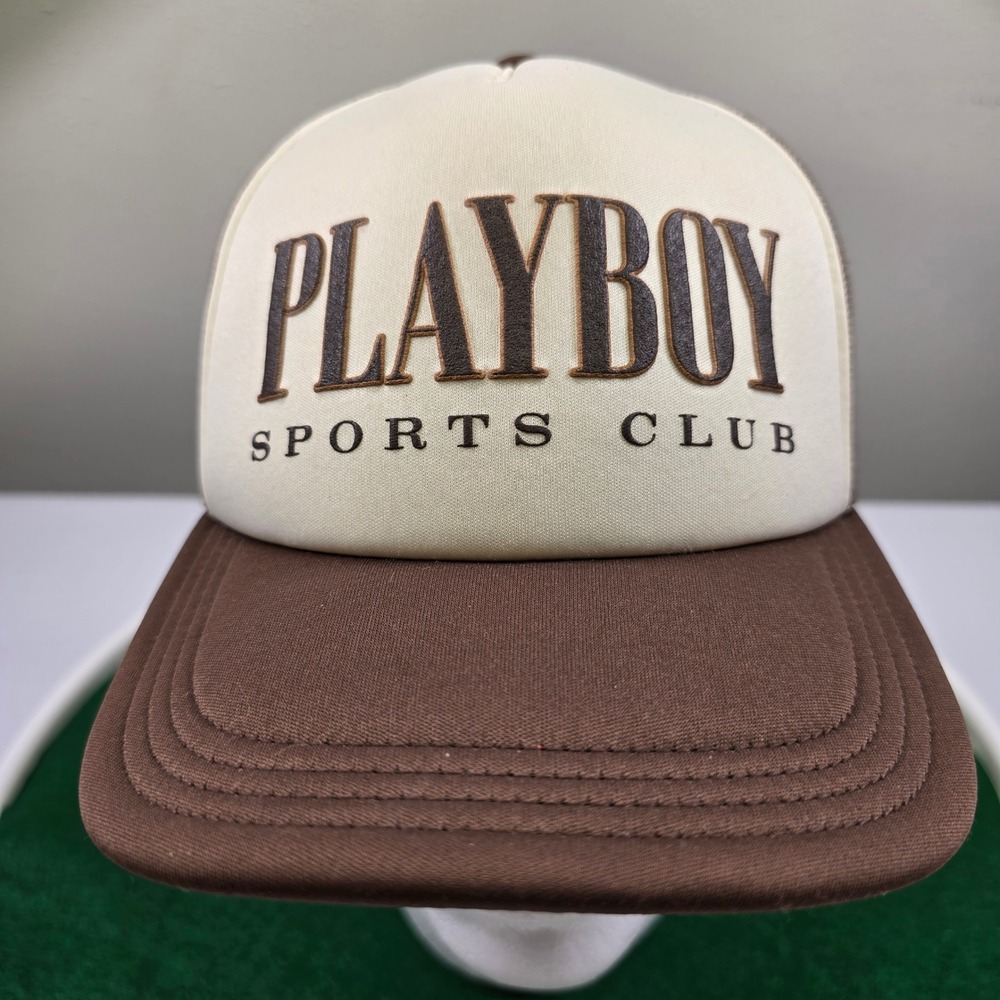 Playboy Sports Club‎ Trucker Hat Unisex Brown Mesh Adjustable Snapback Logo Foam